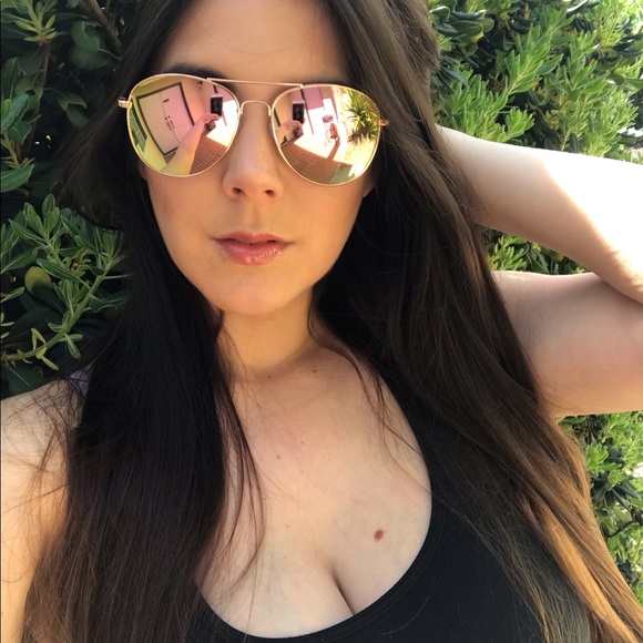 Rose Gold REVO Mirrored Aviator Sunglasses - Picture 2 of 8